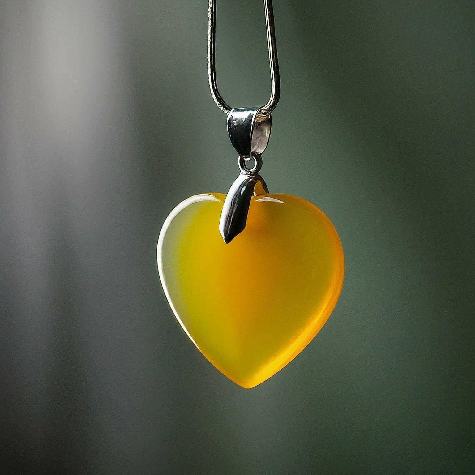 Yellow Agate Heart Pendant