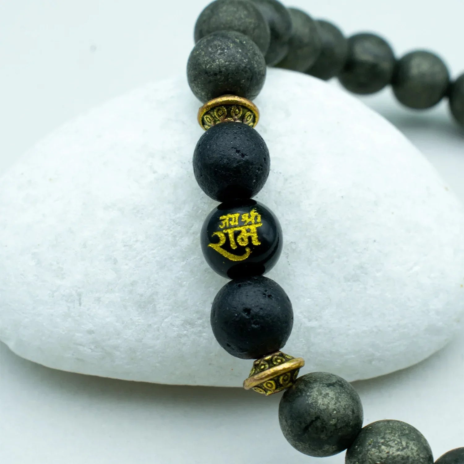Raw Pyrite Bracelet with Ram Bead