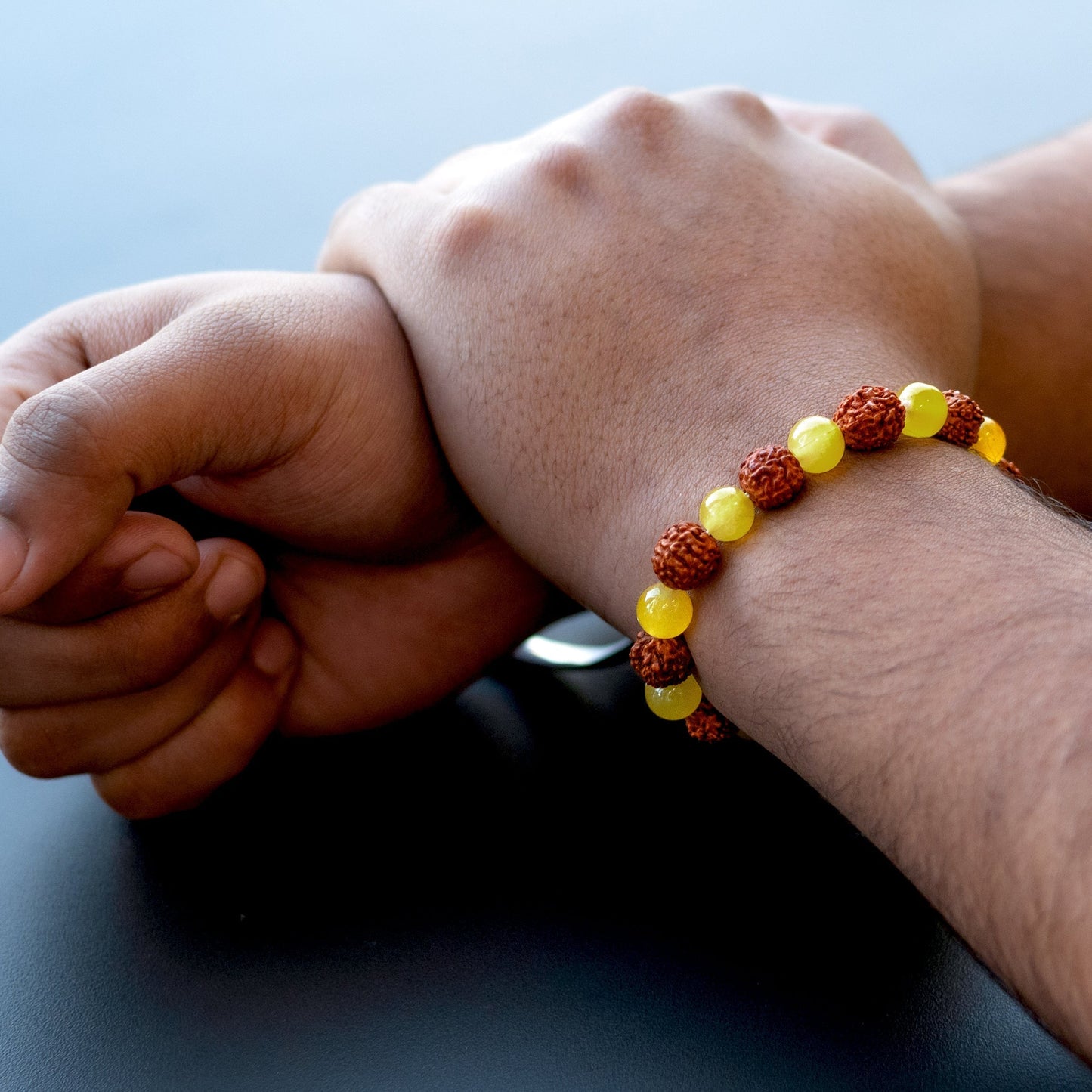Yellow Aventurine Bracelet with 5 Mukhi Rudraksha