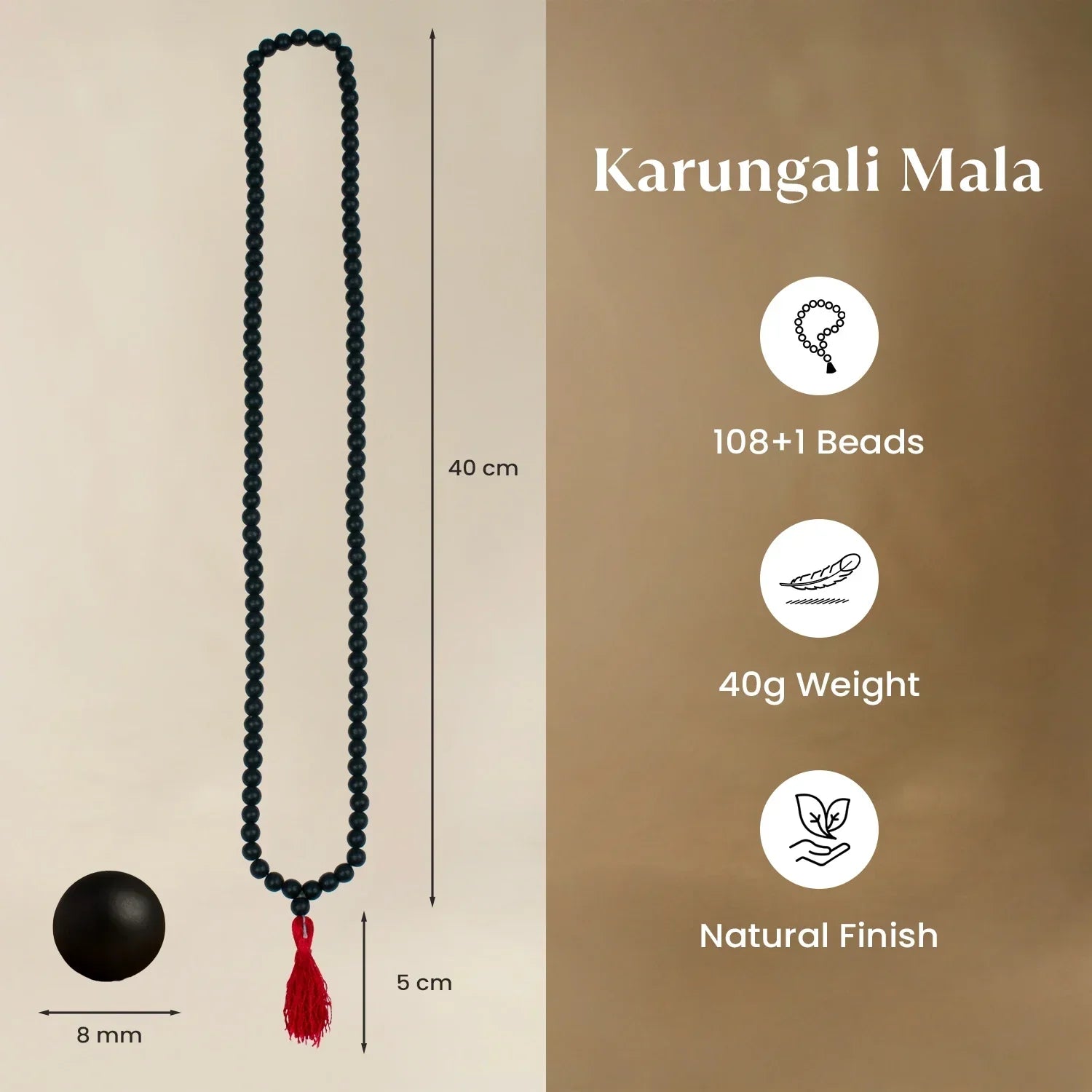 Karungali Mala with 108+1 Ebony Wood Beads