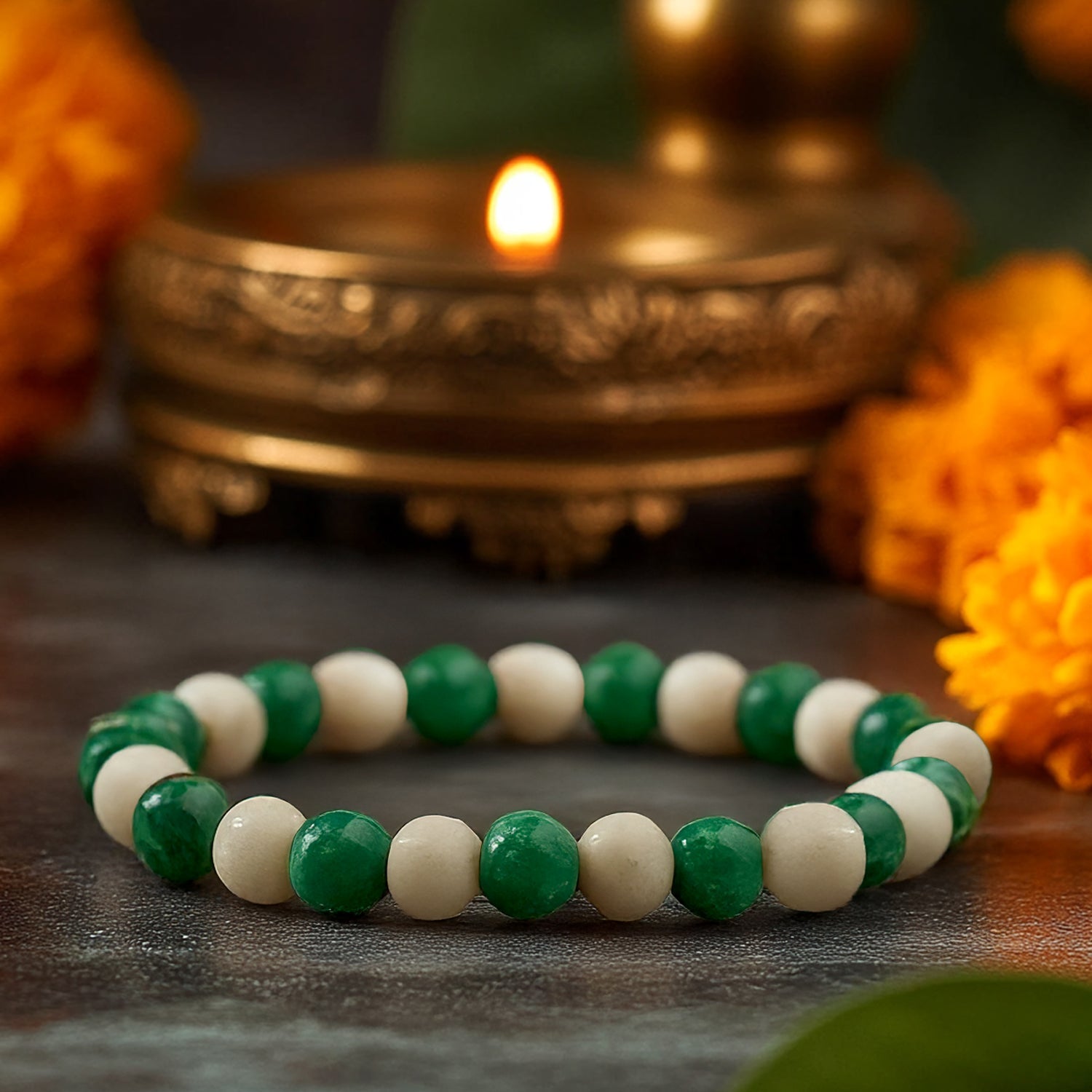 Green Aventurine With Tulsi Bracelet
