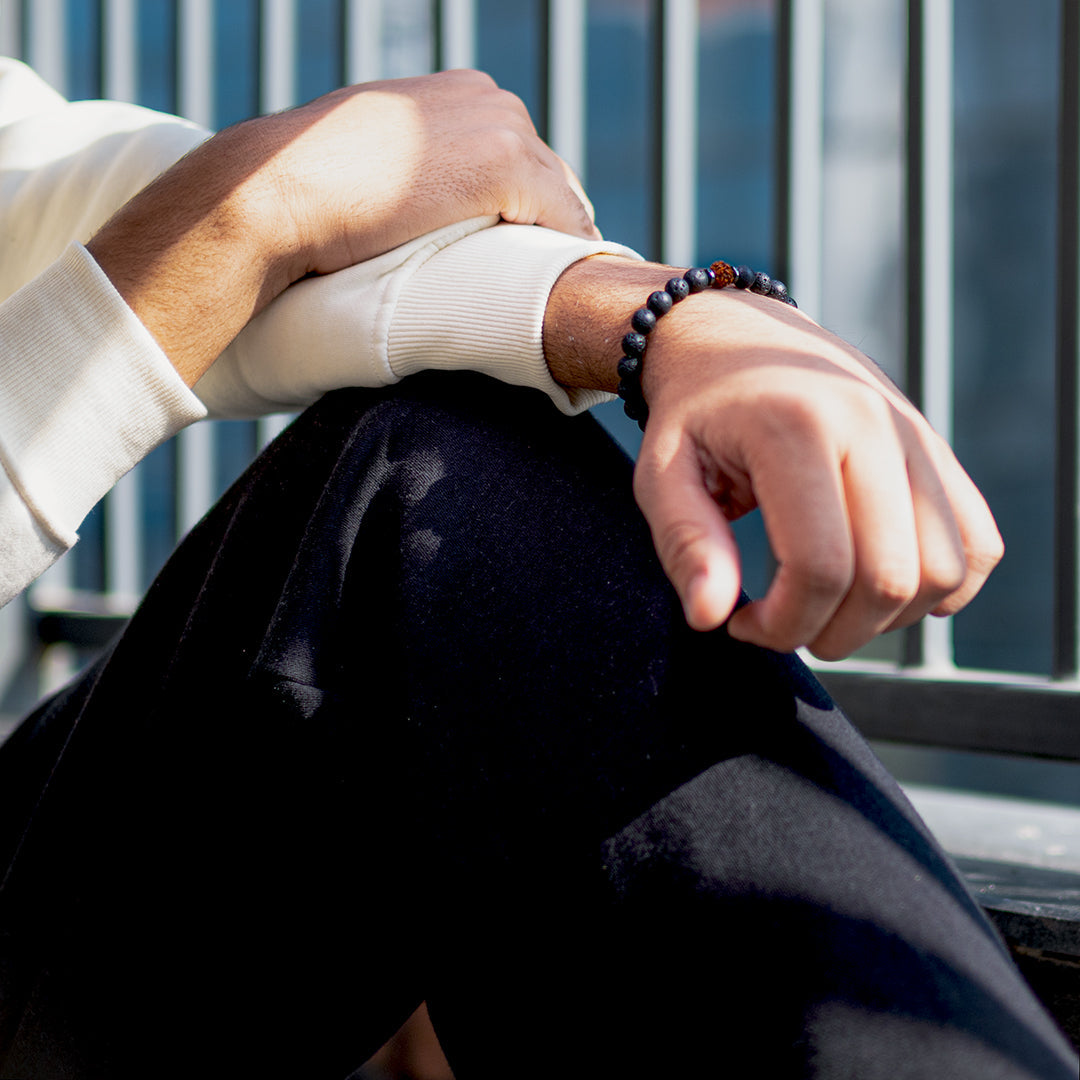 Divine Rudraksha Bracelet With Lava Stone