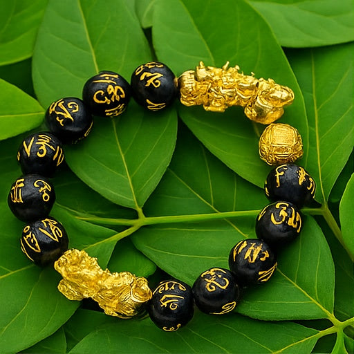 Black Obsidian Feng Shui Bracelet with Pi Xiu Charm – Wealth & Protection Energy Bracelet