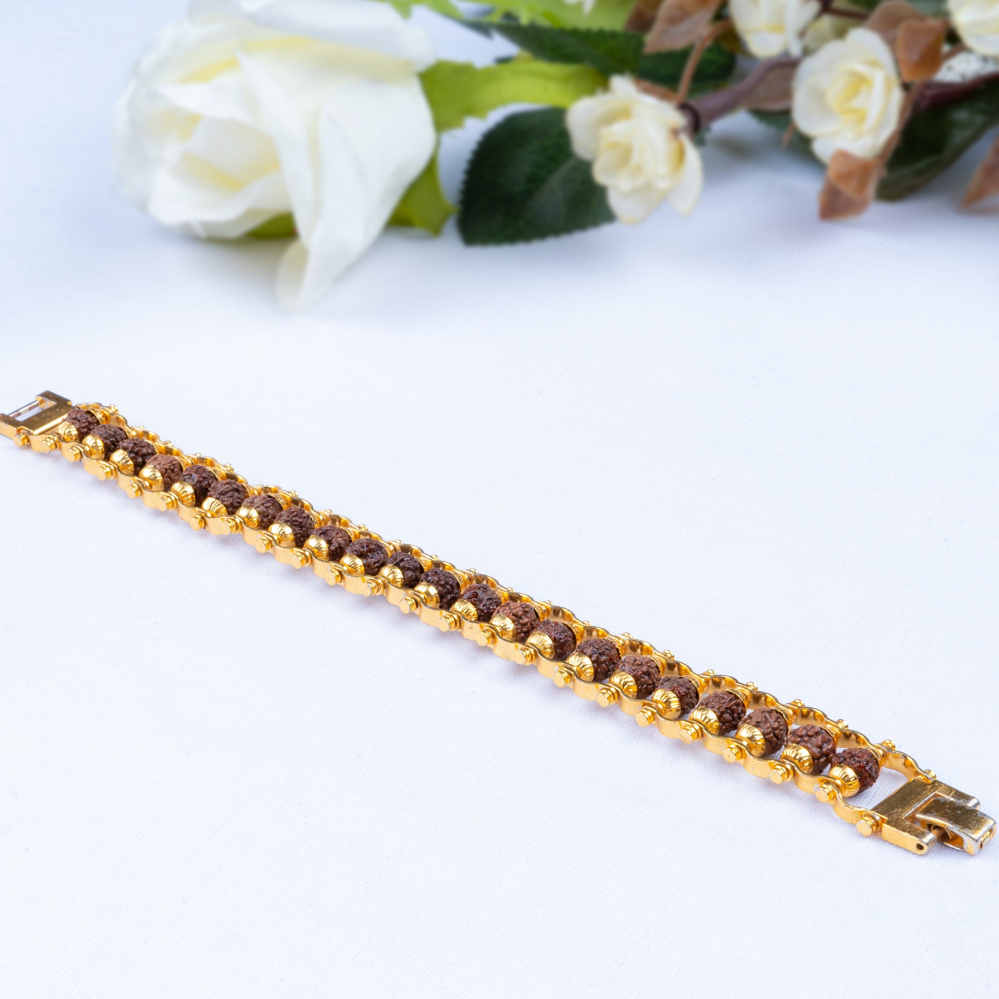 Gold Plated Rudraksha Bracelet