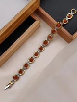 5 Mukhi Rudraksha Gold Plated Bracelet (Free: 5 Mukhi Rudraksha Mala with Gold-Plated Trishul Pendant)