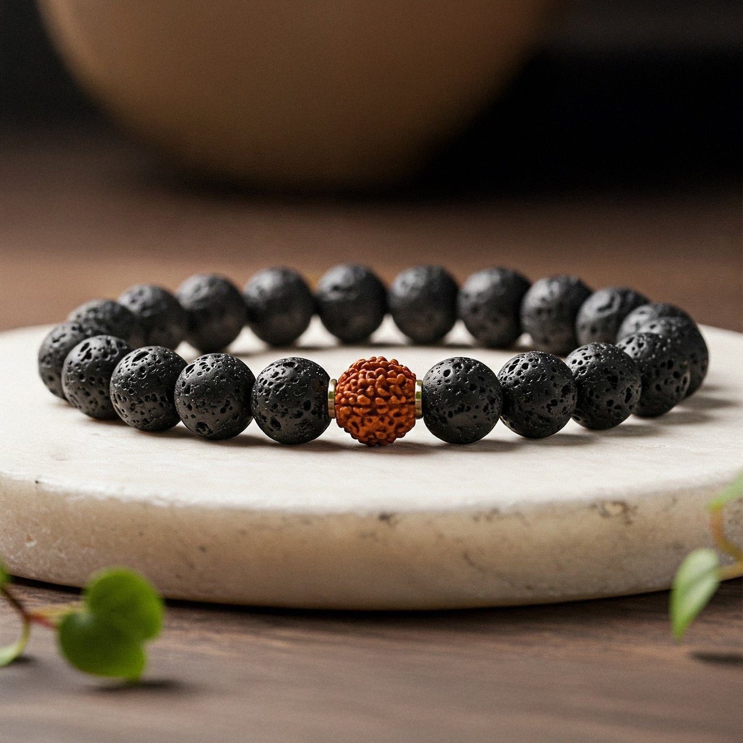 Divine Rudraksha Bracelet With Lava Stone