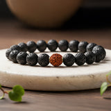 Divine Rudraksha Bracelet With Lava Stone