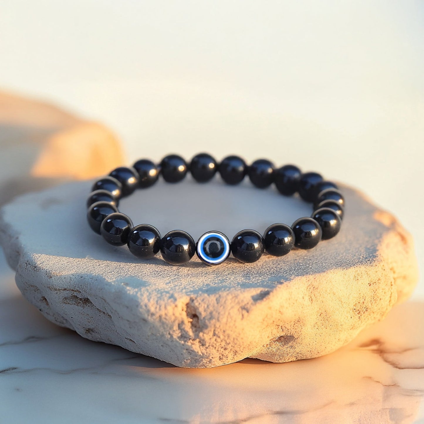 Evil Eye Bracelet with Black Obsidian