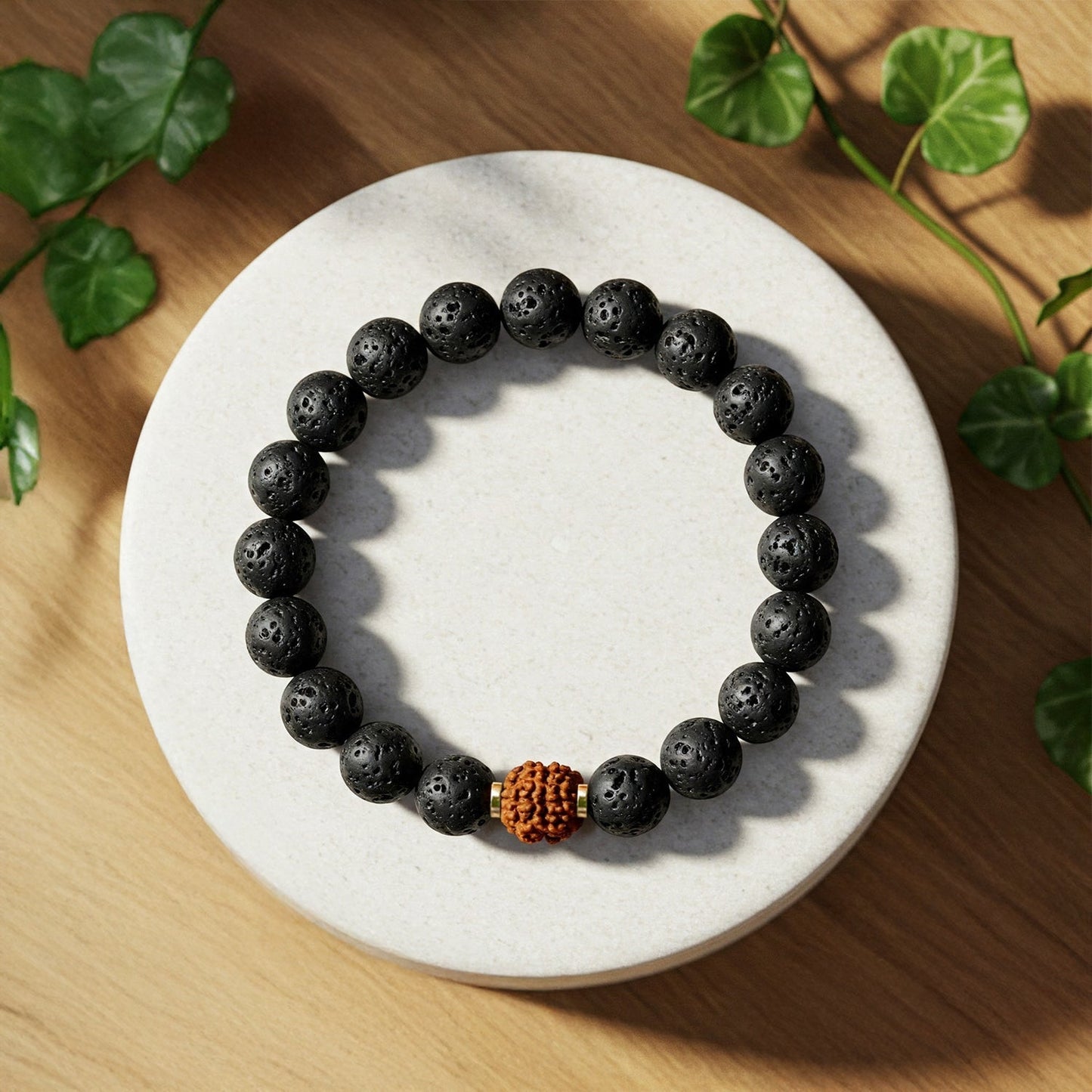 Divine Rudraksha Bracelet With Lava Stone