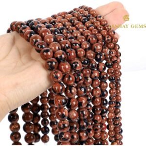 Natural Mahogany Obsidian Round Beads String