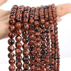 Natural Mahogany Obsidian Round Beads String