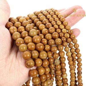 Natural Wood Jasper Round Beads Healing Gemstone Loose Beads