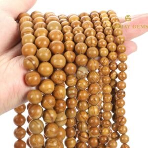 Natural Wood Jasper Round Beads Healing Gemstone Loose Beads