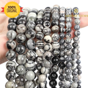 Natural Black Web Jasper String