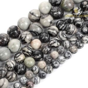 Natural Black Web Jasper String