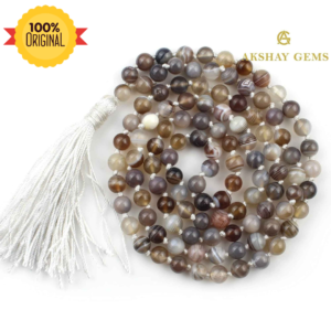 Botswana Agate Mala Necklace Knotted 108 Mala Beads, 108 Prayer Beads, Buddhist Meditation Mala