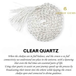 Clear Quartz (Spatik) Mala Necklace 108 Mala Beads, 108 Prayer Beads, Buddhist Meditation Mala