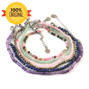 Set of 6 Natural Small Beads Stone (Bracelets) – 3 mm Faceted Crystal Beads (Amethyst, Rose Quartz, Pyrite, Lapis, Green Aventurine & Multi Tourmaline)