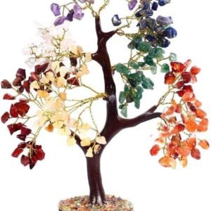 7 Chakra Crystal Tree with 300 Chips – Natural Healing Gemstone Bonsai