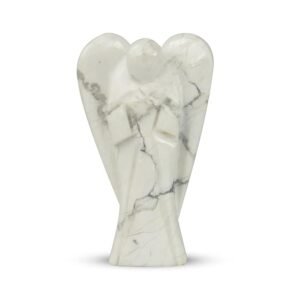 2 Inch Howlite Angel Carving – Natural White Howlite Crystal Angel for Healing & Decor
