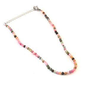 Set of 6 Natural Small Beads Stone (Anklet) – 3 mm Faceted Crystal Beads (9”)