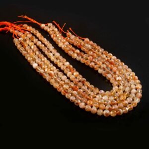 8mm Faceted Natural Citrine Beads String – Round Citrine Gemstone for Jewellery Making (Wholesale)