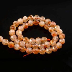 8mm Faceted Natural Citrine Beads String – Round Citrine Gemstone for Jewellery Making (Wholesale)