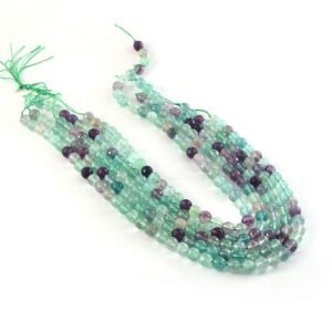 8mm Faceted Multi Fluorite Beads String – Natural Green Purple Fluorite Round Beads for Jewellery Making (Wholesale)