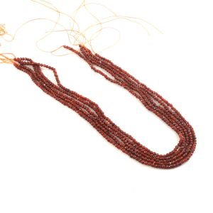 3mm Natural Hessonite Faceted Beads String – Cinnamon Orange Brown Round Gemstone Loose Beads for Jewellery Making (Wholesale)