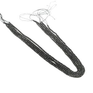3mm Natural Black Spinel Faceted Beads String – Jet Black Round Gemstone Loose Beads for Jewellery Making (Wholesale