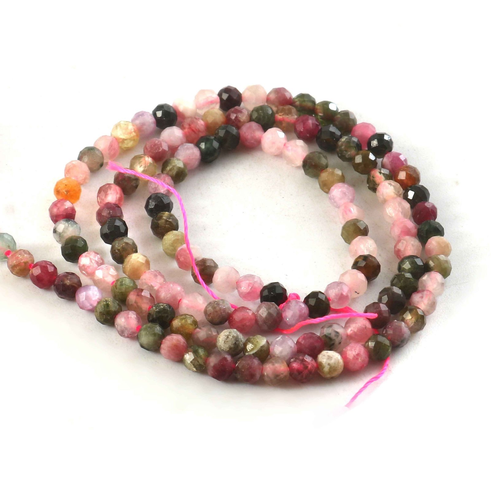 3mm Natural Multi Tourmaline Faceted Beads String – Mixed Color Round Gemstone Loose Beads for Jewellery Making (Wholesale) - Image 3