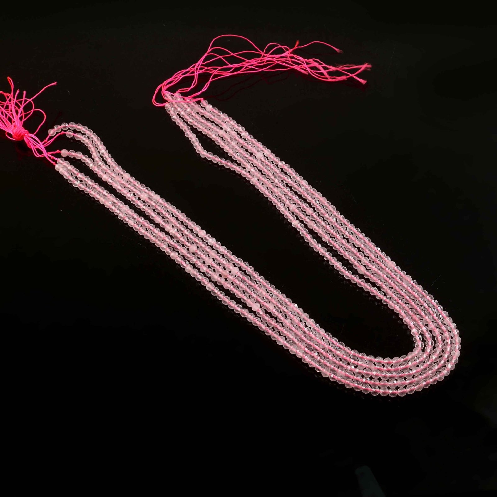 3mm Natural Rose Quartz Faceted Beads String – Soft Pink Round Gemstone Loose Beads for Jewellery Making (Wholesale) - Image 2
