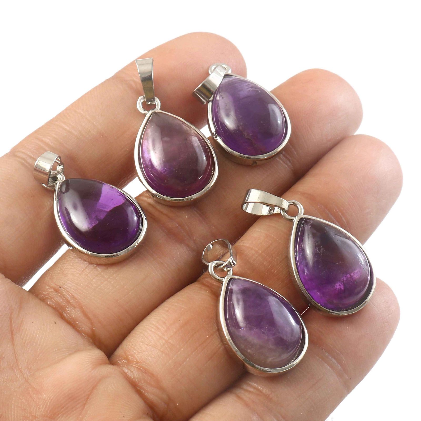 Natural Amethyst Pear Pendant – Purple Teardrop Gemstone Pendant for Jewellery Making & Resale (Wholesale) - Image 2