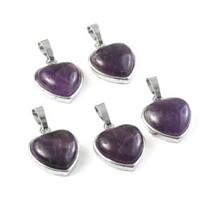 Natural Amethyst Heart Pendant – Purple Gemstone Heart Charm for Jewellery Making & Resale (Wholesale)