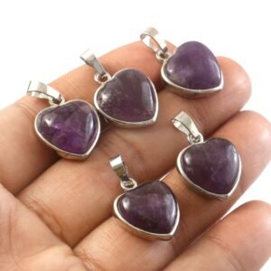 Natural Amethyst Heart Pendant – Purple Gemstone Heart Charm for Jewellery Making & Resale (Wholesale)