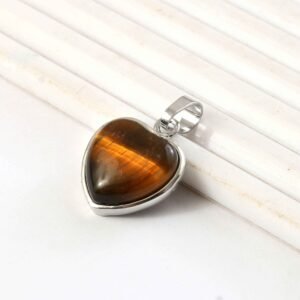 Natural Yellow Tiger Eye Heart Pendant – Golden Brown Gemstone Heart Charm for Jewellery Making & Resale (Wholesale)