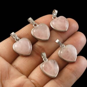 Natural Rose Quartz Heart Pendant – Soft Pink Gemstone Heart Charm for Jewellery Making & Resale (Wholesale)