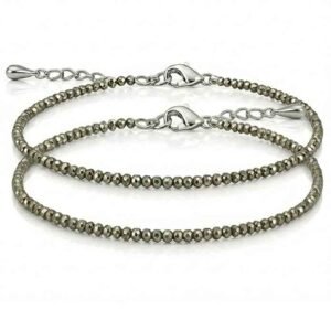 Natural Pyrite 3mm Anklet Pair (Set of 2) – Wholesale Crystal Anklet for Resellers & Jewellery Brands